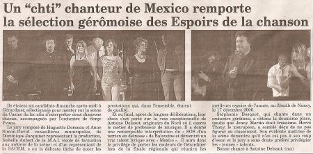 Article lors de ma victoire à Gerardmer